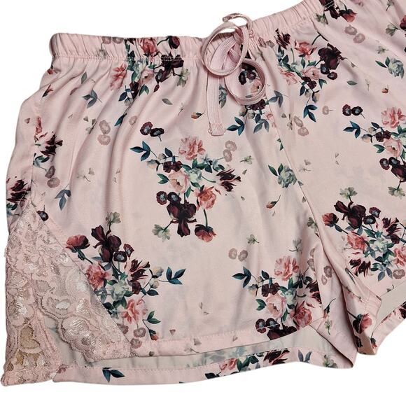 Ted Baker drawstring waist Pastel Floral Lace Trim Satin Sleep Shorts - Small - Picture 7 of 8